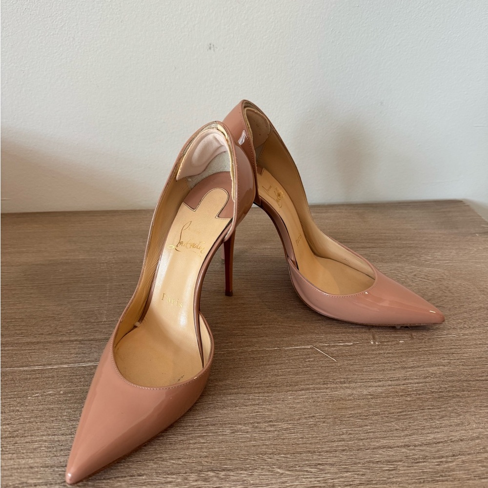 Iriza Patent 100mm Half-d'Orsay Red Sole High-Heel Pumps nude / blush